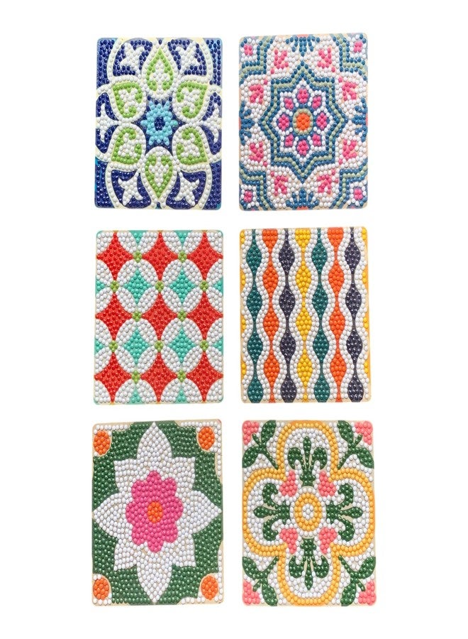 CRAFT MATE CRAFTMATE Diamond Painting Coasters Kit | 6 Pieces Holiday Villa Mandala Diamond Art Coasters with Holder for Beginners, 4 inch - Image 1
